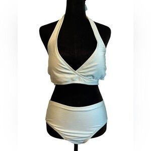 NWOT Social Angel Halter Top Top High Waist Bottom 2 Piece Bikini Set Sz. Small